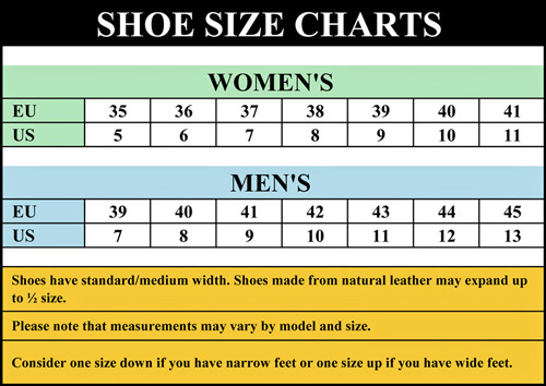 fashion shoes sizes
