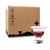 25 count shipping box of WCC Chalice Communion sacramental wine cups with single cup displayed