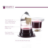 Single Simply Communion cup showing layered bread and Concord grape juice design
