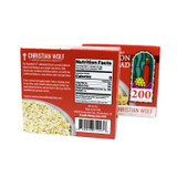 Back of Christian Wolf 200 piece communion bread box showing product details