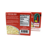 Back of Christian Wolf communion bread box showing product details and nutritional information