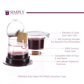Simply Communion Cups Prefilled Concord Juice & Gluten Free Bread - 1,600 units - Ships Free Simply Communion Cups Prefilled Concord Juice & Gluten Free Bread - 1,600 units - Ships Free