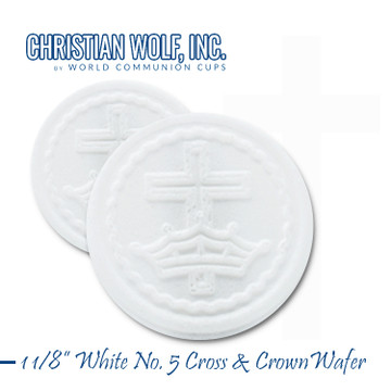 1-1/8" White No. 5 Cross and Crown Wafers  - Ships Free