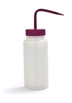 White 16 oz wide mouth squeeze bottle with angled spout for filling communion cups