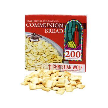 Christian Wolf 200 piece unleavened communion bread box with bread pieces shown