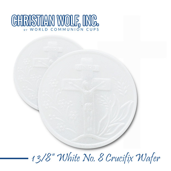 1-3/8" White No. 8 Crucifix Wafers  - Ships Free