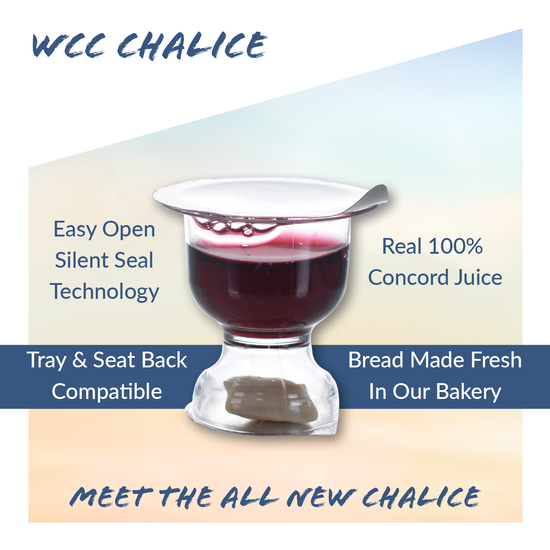 WCC Chalice communion cup graphic highlighting dual-seal bread and juice design