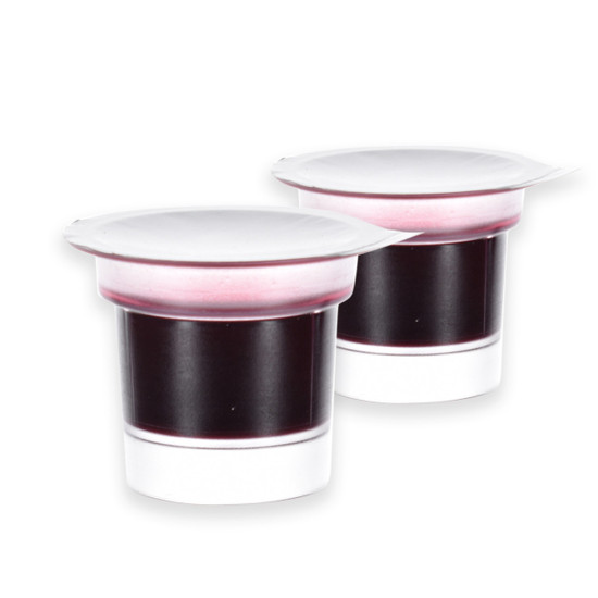 Simply Communion prefilled Concord grape juice cup without bread displayed beside second cup