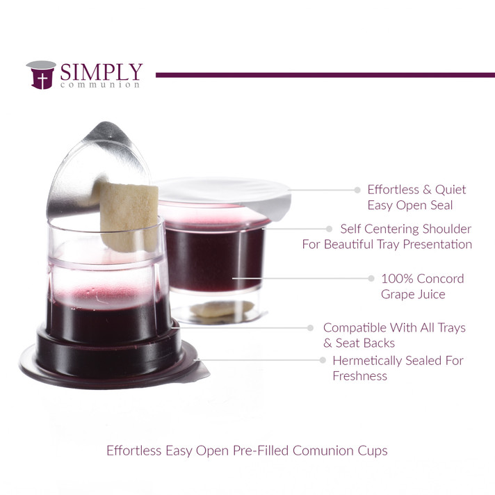 Simply Communion Cups Prefilled Concord Juice and Bread - 600 units - Ships Free