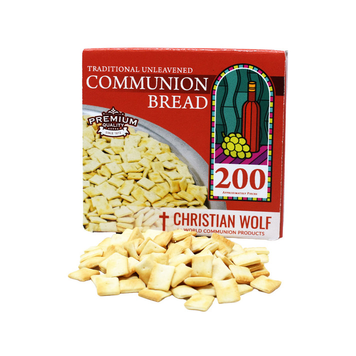 Christian Wolf 200 piece unleavened communion bread box with bread pieces shown