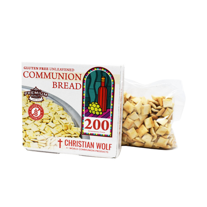 Side view of Christian Wolf gluten-free communion bread packaging