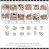 NAIL CHARM ALLOY Flower & Leaf, Silver & Rose Gold Assorted Case #RS-003