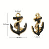 NAIL CHARM ALLOY Golden Plated Enamel Ship Anchor Black & White  20/Pack *
