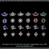 CHARM ALLOY Silver Crystal Assorted Shape & Color 120/Case