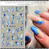 NAIL STICKER 3D Abstraction, Blue Marble with Gold Design #5D-K175