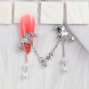 NAIL CHARM ALLOY PEARL & RHINESTONE Dangling Gold & Silver 2/Pack