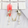 NAIL CHARM ALLOY PEARL & RHINESTONE Dangling Gold & Silver 2/Pack