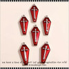 NAIL CHARM ALLOY Red Coffin with Cross 6/Pack