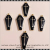 NAIL CHARM ALLOY Black Coffin with Cross 6/Pack