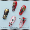 NAIL CHARM ALLOY & RHINESTONE Silver Halloween Bat Black & Red Stones 6/Case