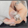 NAIL CHARM ALLOY & RHINESTONE Zircon Moving Bear, Silver 2/Pack