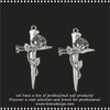 NAIL CHARM ALLOY Silver Black Cross & Rose 2/Pack