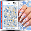 5D NAIL STICKER – BLUE, WHITE & YELLOW HEARTS, 2/PACK