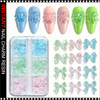 NAIL CHARM RESIN Blue, Green, & Pink Transparency Bows 30/Case