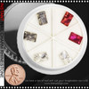 RHINESTONE Rectangular Assorted Color 0.3 x 0.5" 6/Case #II