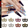 NAIL CHARM RHINESTONE Gold Masquerade Mask Pink, Black, & Clear 6/Case