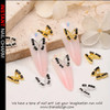 NAIL CHARM ALLOY & RHINESTONE 3D Gold Butterfly with Black Rhinestones 6/Case