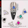 NAIL CHARM RHINESTONE Silver Global Planet Clear, Pink, Green Heart 6/Case *