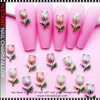 NAIL CHARM ALLOY Tulip Flower White & Pink 12/Case