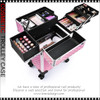 COSMETIC CASE Rolling, 4 Tray, Holographic Pink