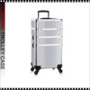 COSMETIC CASE Rolling, 3 in 1 Large, Aluminum Silver