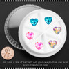 NAIL CHARM RHINESTONE Blue, Pink, AB Pointed Bottom Peach Heart Shaped 6/Wheel