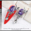 NAIL CHARM ALLOY & RHINESTONE Silver Butterfly 6/Case