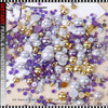 PEARL & RHINESTONE Mixed 3-10mm Purple, Gold & White 3200/Wheel