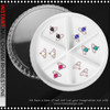 NAIL CHARM RHINESTONE Metallic Heart Embellishments 6/Case