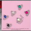 NAIL CHARM RHINESTONE Metallic Heart Embellishments 6/Case