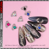 NAIL CHARM RHINESTONE Metallic Heart Embellishments 6/Case