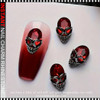 NAIL CHARM RHINESTONE Black & Red Skull 6/Case