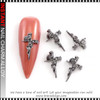 NAIL CHARM RHINESTONE Silver Skull, Retro Cross 6/Case