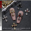 NAIL CHARM RHINESTONE Gold & Silver Y2K Cross 12/Case