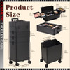 COSMETIC CASE Aluminum Rolling , 4 Tray, 3 in 1 Large, Elegant Black