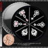 NAIL CHARM RHINESTONE Silver Romantic Victorian Heart, Dangling 6/Case