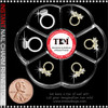 NAIL CHARM RHINESTONE Gold and Silver Ring 6/Case