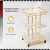 PEDICURE MANICURE Golden 3 Tier Rolling Cart with Wheels PEDICURE MANICURE Golden 3 Tier Rolling Cart with Wheels