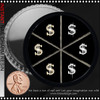 NAIL CHARM RHINESTONE Golden Silvery Dollar Sign 6/Case