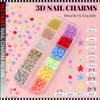 NAIL CHARM RHINESTONE Caviar Beads & Colorful Acrylic Flower 12 Grid